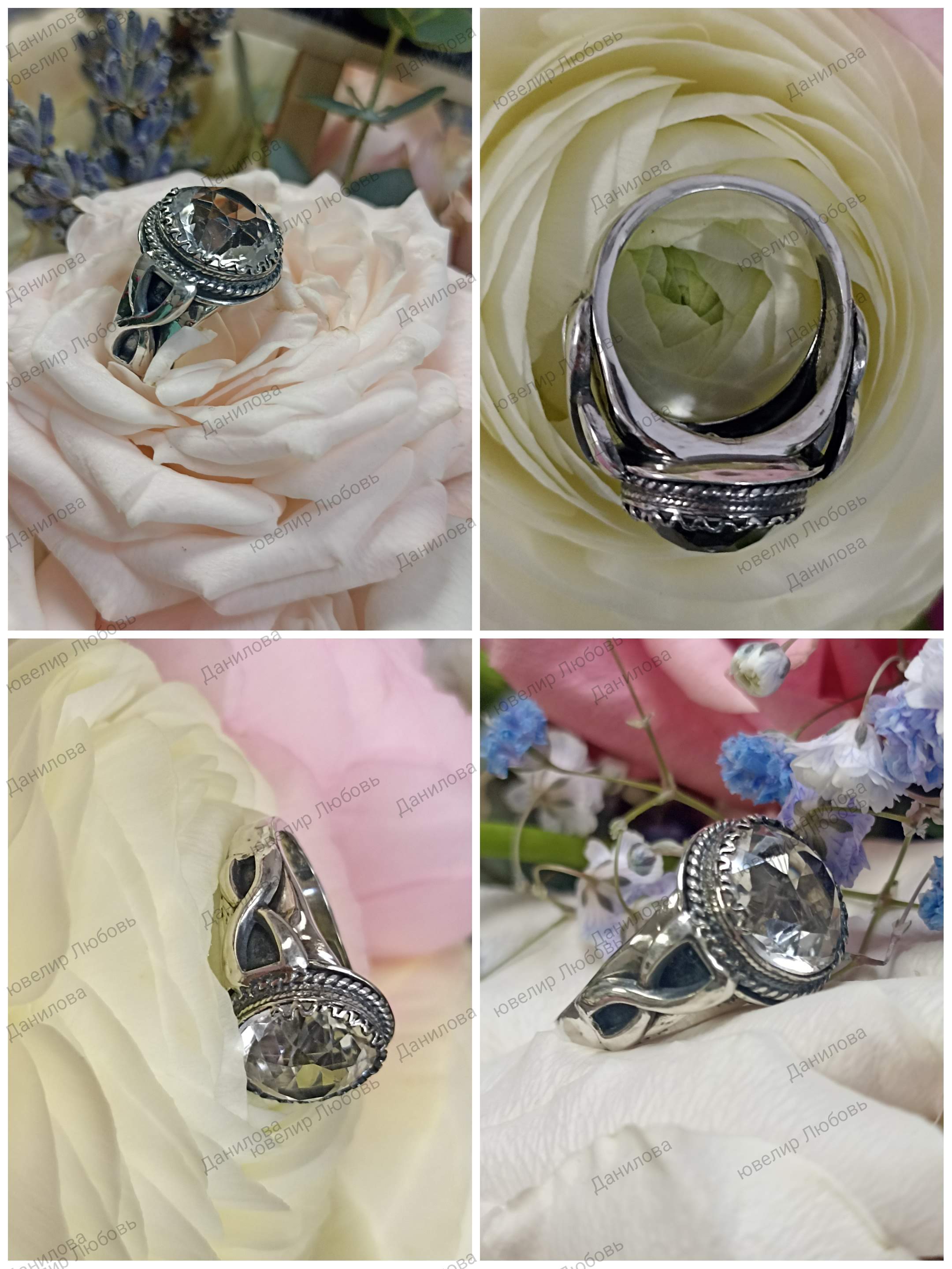 Серебряное кольцо с горным хрусталем 2
